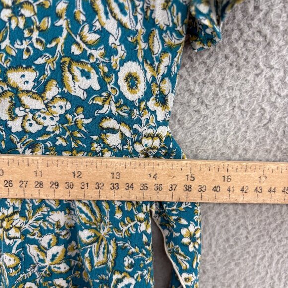 Maeve by Anthropologie Green Floral Short Sleeve Romper Belted Size 4 - Picture 9 of 14
